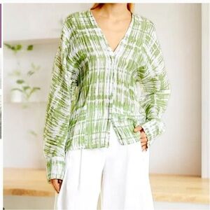 Vince tie-dye long-sleeve 100% silk blouse Size M